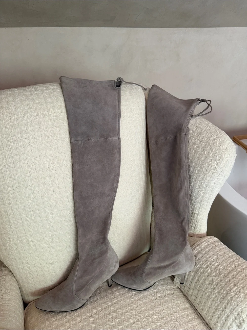 Stuart Weitzman Over-the-Knee Suede Boots in Taupe